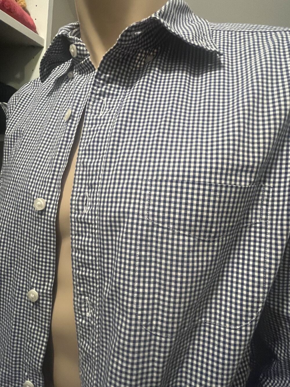 Charles Tyrwhitt Mens M Navy White Micro Check Cotton Shirt Business Casual
